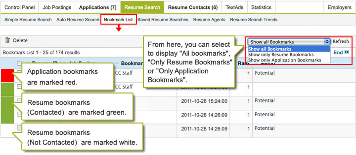 Bookmark list