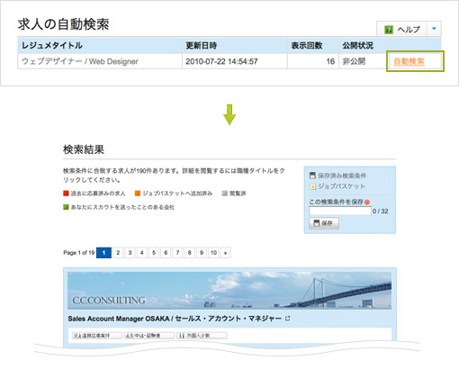 求人の自動検索